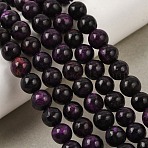 Natural Dyed White Jade(Imitation Charoite) Beads Strands, Smooth Round, Purple, 8~8.5mm, Hole: 0.7mm, about 48pcs/strand, 15.04''(38.2cm)(GG-CBA0743-J02-8mm)