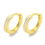 Brass Hoop Earrings, with Enamel, Real 18K Gold Plated, 12x3mm(EJEW-L211-005G)