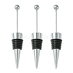5Pcs Beadable Wine Stoppers, Alloy & Rubber Wine Saver Bottle Stopper, Cone, Black, 115x20mm(FIND-CJ0001-52)
