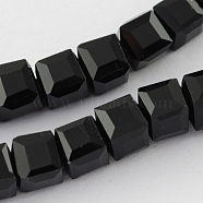 Glass Bead Strands, Faceted, Cube, Black, 7~8x7~8x7~8mm, Hole: 1mm, about 72pcs/strand, 21.6 inch(GLAA-R041-8x8mm-20)