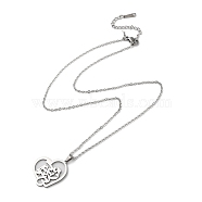 304 Stainless Steel Pendant Necklaces, Heart with Farsi Word, Stainless Steel Color, 17.72 inch(45cm)(NJEW-D047-03P)