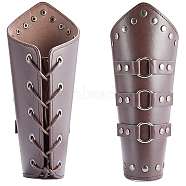 Imitation Leather Cuff Cord Bracelet, Adjustable Gauntlet Wristband Arm Guard for Men Women, Coffee, 8-1/2 inch(21.5cm)(BJEW-WH0011-25B)