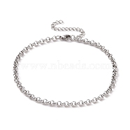 304 Stainless Steel Rolo Chain Bracelet for Men Women, Stainless Steel Color, 9-1/8 inch(23.1cm), Link: 4x1.5mm(BJEW-E031-06P-05)