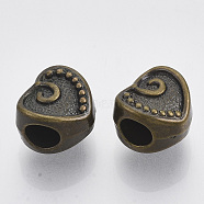 CCB Plastic European Beads, Large Hole Beads, Heart, Antique Bronze, 11x12x9mm, Hole: 5mm(X-CCB-S163-093AB)