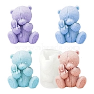 3D Bear Figurine DIY Candle Silicone Molds, for Scented Candle Making, White, 8.2x7.2x6cm(DIY-A047-02)