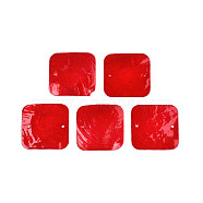 Spray Painted Capiz Shell Pendants, Square, Crimson, 43x43x1~2mm, Hole: 2mm(SHEL-N026-174C)