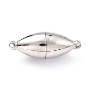 304 Stainless Steel Magnetic Clasps with Loops, Oval, Stainless Steel Color, 23.5x9mm, Hole: 1.2mm(STAS-M290-06B-P)