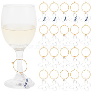 Transparent Acrylic Butterfly Wine Glass Charms, with Brass Hoop Earring Findings, Clear, 60mm, 24pcs/set(AJEW-AB00114)