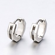 Fashionista Must-Have Unisex 304 Stainless Steel Huggie Hoop Earrings, Hypoallergenic Earrings, Stainless Steel Color, 13x13x4mm, Pin: 1mm(EJEW-G138-103P)