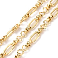Brass Oval & Infinity Link Chains, Unwelded, with Spool, Cadmium Free & Lead Free, Real 18K Gold Plated, 15x7x1.5mm, 13.5x7x3mm, 10x5mm(CHC-K013-08G)