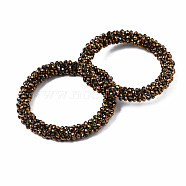 Bling Cutted Glass Bead Braided Stretch Bracelet, Womens Fashion Jewelry, Sienna, Inner Diameter: 1-3/4 inch(4.5cm)(BJEW-S144-003D-15)