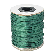 Nylon Rattail Satin Cord, Beading String, for Chinese Knotting, Jewelry Making, Teal, 2mm, about 50yards/roll(150 feet/roll)(X-NWIR-A003-29)