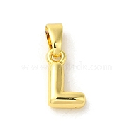 Rack Plating Brass Charms, Real 18K Gold Plated, Long-Lasting Plated, Cadmium Free & Lead Free, Letter L, 10x6x3mm, Hole: 5x2.5mm(KK-C053-04G-L)