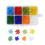 Glass Seed Beads, Frosted Colors, Round Hole, Round, Mixed Color, 4mm, Hole: 1.5mm, 8colors, 23g/color, 184g/box(SEED-JP0007-13-4mm)