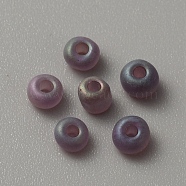 Transparent Frosted Glass Beads, Rondelle, Purple, 5x3.5mm, Hole: 1.2mm, about 2400pcs/200g(FGLA-TAC0008-08F)