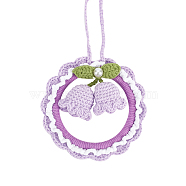 Crochet Lily of The Valley Hanging Pendant, for Auto Rear View Mirror and Car Interior Hanging Accessories, Lilac, 285~380mm(HJEW-WH0007-12B)