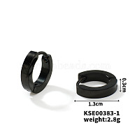 Fashionable Titanium Steel Mirror Polished Hoop Earrings for Hip-hop Street Style, Black, 13x3mm(WQ4489-1)