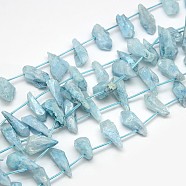 Electroplate Gemstone Natural Quartz Crystal Beads Strands, Nuggets, Light Cyan, 18~35x6~14x6~12mm, Hole: 1mm, about 22pcs/strand, 15.74 inch(G-L135-10)