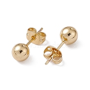 Rack Plating Brass Round Ball Stud Earrings for Women, Lead Free & Cadmium Free, Real 18K Gold Plated, 17x6mm, Pin: 0.7mm(EJEW-F294-08C-G)