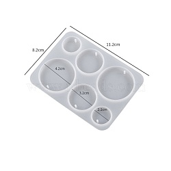 Geometry Pendant Silicone Molds, Resin Casting Molds, For UV Resin, Epoxy Resin Jewelry Making, White, Round Pattern, 82x112mm(SIMO-PW0003-01D)