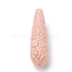 Synthetic Coral Beads, Dyed, teardrop, Misty Rose, 27~28x10~11mm, Hole: 1.5mm(X-CORA-Q033-02A-10)