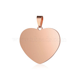 201 Stainless Steel Stamping Blank Tag Pendants, Manual Polishing, Heart, Rose Gold, 30.5x25x2mm, Hole: 3.5x7mm(STAS-S105-T590-25-3)