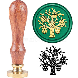 Brass Wax Seal Stamp with Handle, for DIY Scrapbooking, Easter Theme Pattern, 3.5x1.18 inch(8.9x3cm)(AJEW-WH0184-0079)