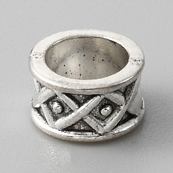 Alloy European Beads, Large Hole Beads, Column with Rhombus, Antique Silver, 9.5x5.5mm, Hole: 6.8mm(FIND-TAC0014-89B)