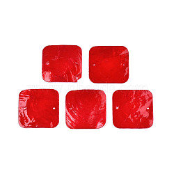 Spray Painted Capiz Shell Pendants, Square, Crimson, 43x43x1~2mm, Hole: 2mm(SHEL-N026-174C)
