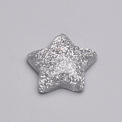 Resin Cabochons, with Glitter Powder, Star, Silver, 16x16.5~17x5~6mm(CRES-Q196-27A)