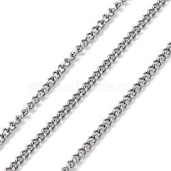 304 Stainless Steel Curb Chains, Soldered, Stainless Steel Color, 2x1.5x1mm(CHS-M009-10P-04)