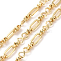 Brass Oval & Infinity Link Chains, Unwelded, with Spool, Cadmium Free & Lead Free, Real 18K Gold Plated, 15x7x1.5mm, 13.5x7x3mm, 10x5mm(CHC-K013-08G)