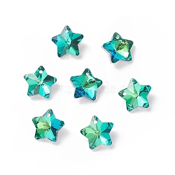 Electroplate Glass Charms, Faceted, Star, Medium Aquamarine, 13x13.5x7mm, Hole: 1.2mm(X-GLAA-H104-A05)