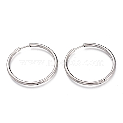 Tarnish Resistant 201 Stainless Steel Huggie Hoop Earrings, with 304 Stainless Steel Pin, Hypoallergenic Earrings, Ring, Stainless Steel Color, 34.5x2.5mm, 10 Gauge, Pin: 1mm(EJEW-O095-02E)