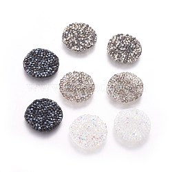 Glitter Hotfix Rhinestone, Iron on Patches, Dress Shoes Garment Decoration, Flat Round, Mixed Color, 15~16x1.5mm(GLAA-P047-D-16mm)