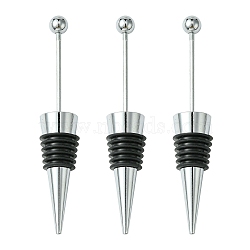 5Pcs Beadable Wine Stoppers, Alloy & Rubber Wine Saver Bottle Stopper, Cone, Black, 115x20mm(FIND-CJ0001-52)