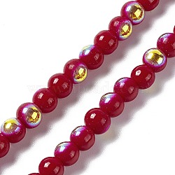 Spray Painted Glass Beads Strands, Round, FireBrick, 5.5~6mm, Hole: 1.2mm, about 68pcs/strand, 14.61''(37.1cm)(GLAA-E038-03B)