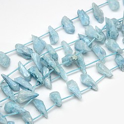 Electroplate Gemstone Natural Quartz Crystal Beads Strands, Nuggets, Light Cyan, 18~35x6~14x6~12mm, Hole: 1mm, about 22pcs/strand, 15.74 inch(G-L135-10)