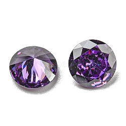 Cubic Zirconia Cabochons, Grade A, Faceted, Diamond, Dark Violet, 5x2.5mm(ZIRC-XCP0001-01)