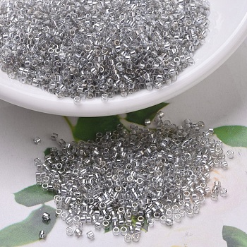 MIYUKI Delica Beads, Cylinder, Japanese Seed Beads, 11/0, (DB0114) Transparent Silver Gray Gold Luster, 1.3x1.6mm, Hole: 0.8mm, about 2000pcs/10g