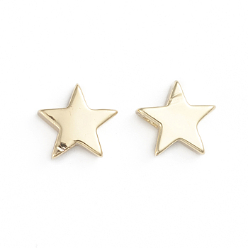 Brass Slide Charms, Long-Lasting Plated, Star, Real 18K Gold Plated, 9x9.5x3mm, Hole: 1.5mm
