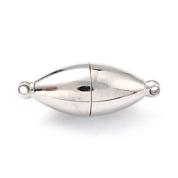 304 Stainless Steel Magnetic Clasps with Loops, Oval, Stainless Steel Color, 23.5x9mm, Hole: 1.2mm