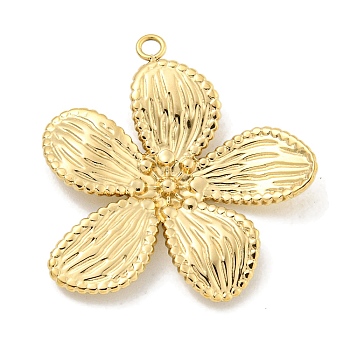 PVD Vacuum Plating 304 Stainless Steel Pendants, Flower Charm, Real 18K Gold Plated, 28x27x3.5mm, Hole: 1.6mm