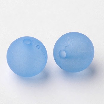 Round Transparent Acrylic Beads, Frosted, Light Blue, 10mm, Hole: 2mm, about 880pcs/500g