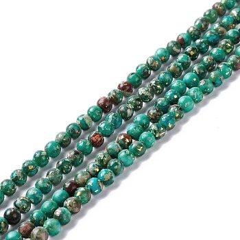 Assembled Natural Imperial Jasper & Synthetic Opal Beads Strands, Dyed, Round, Teal, 4mm, Hole: 0.7mm, about 98~100pcs/strand, 15.94''(40.5cm)