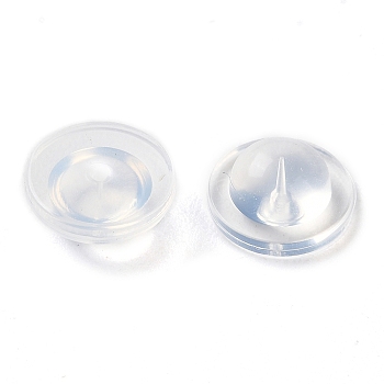 Silicone Ear Nuts, Earring Backs, Clear, 8x4mm, Hole: 0.5mm