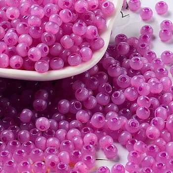 Glass Seed Beads, Imitation Cat Eye, Rondelle, Orchid, 4x3.3mm, Hole: 1.4mm