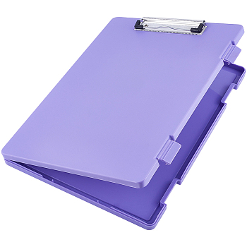 Rectangle Plastic Clipboards & Storage Folder, for Classroom & Office Use, Medium Purple, 323x235x21.5mm, Inner Diameter: 320x230mm