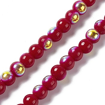 Spray Painted Glass Beads Strands, Round, FireBrick, 5.5~6mm, Hole: 1.2mm, about 68pcs/strand, 14.61''(37.1cm)