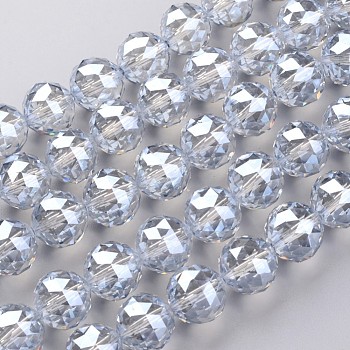 Electroplate Glass Bead Strands, Pearl Luster Plated, Faceted, teardrop, Alice Blue, 15.5mm, Hole: 2mm, about 15pcs/strand, 8.6 inch(22cm)